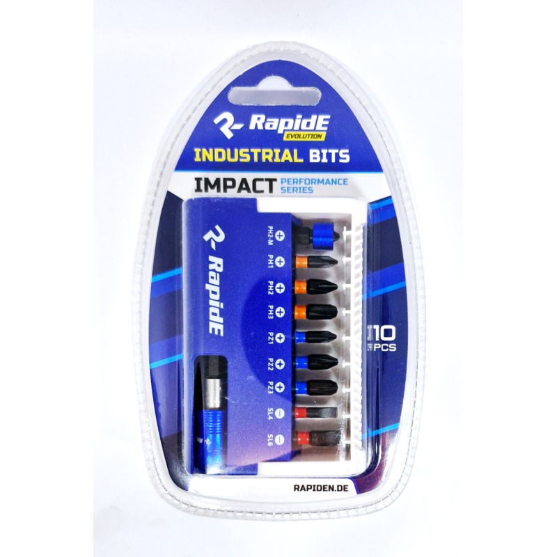 Набір біт RapidE Impact (9шт біт + магнітний біто-тримач) Набір біт RapidE Impact (9шт біт + магнітний біто-тримач)